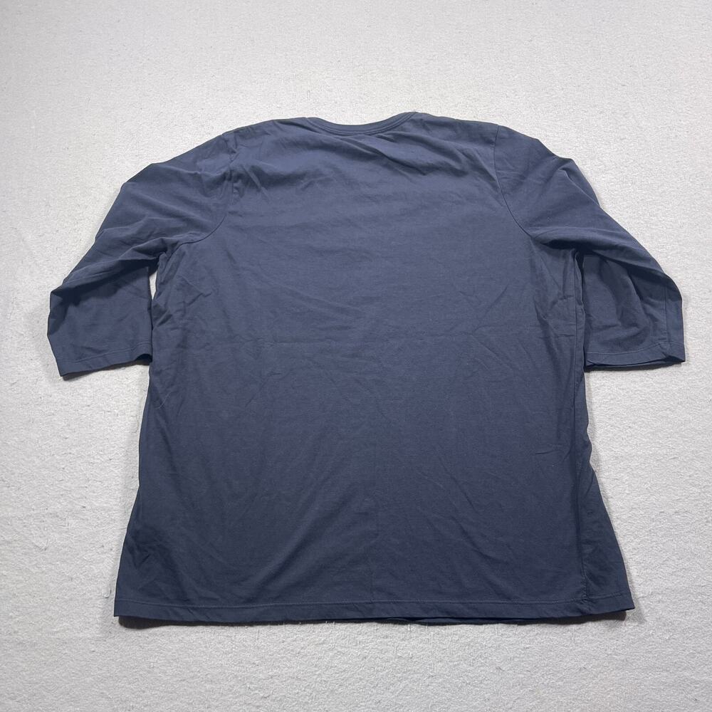 Tommy Hilfiger Top Women 1X Navy Blue Pearl Beaded Logo 3/4 Sleeve Shirt - Picture 9 of 10
